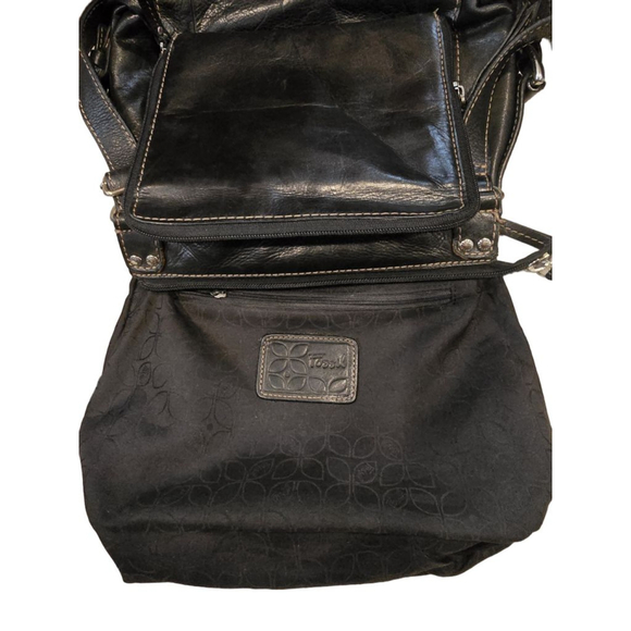 Fossil Black Leather shoulder/Crossbody Bag with White Stitching - Picture 8 of 9